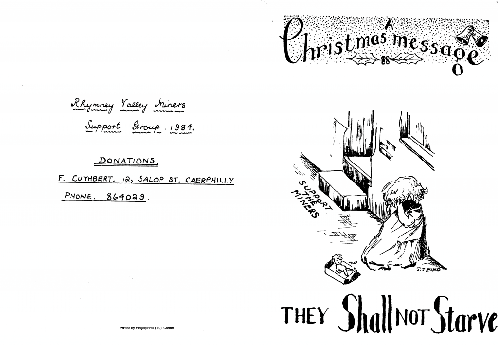 South Wales miners strike xmas cards