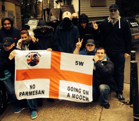 Fascists posing outside The Old Spotted Dog Ground
