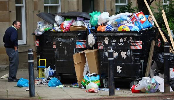 Rubbish piles up as a work to rule bites